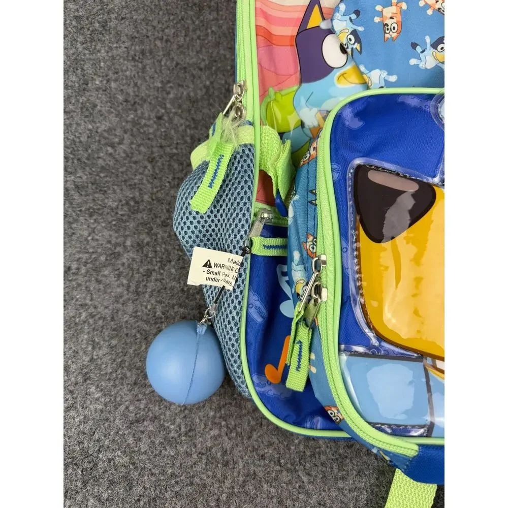 New Bluey 5-Piece Backpack Set with Lunch Bag, Gadget Case, & Squish Ball